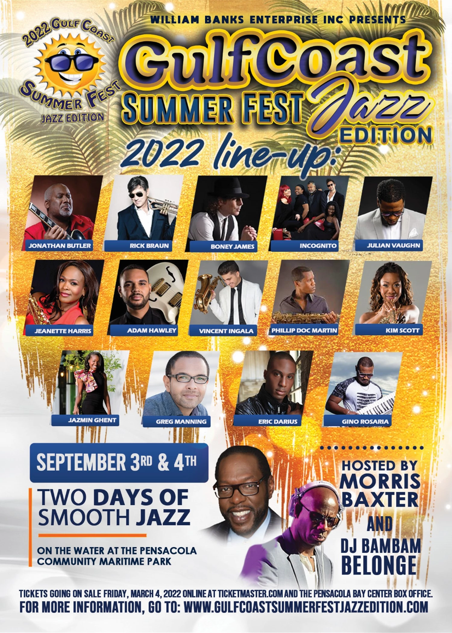 Gulf Coast Summer Fest Jazz Edition 2022 lineup